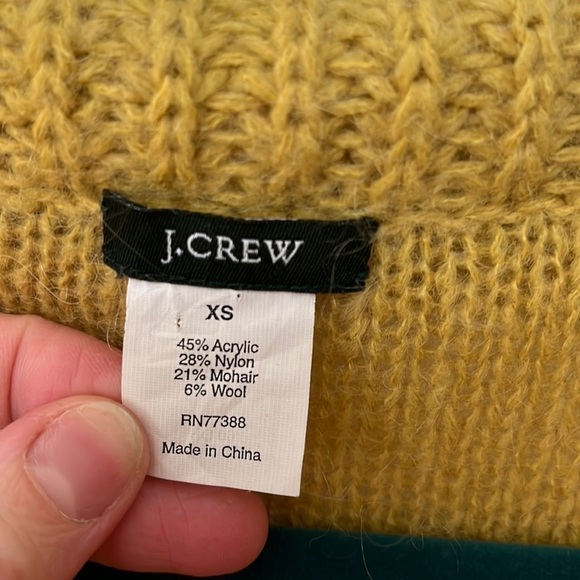 J. Crew Golden Mustard Yellow Mohair/Wool Blend Shawl Collar Womens Sweater - Picture 2 of 4